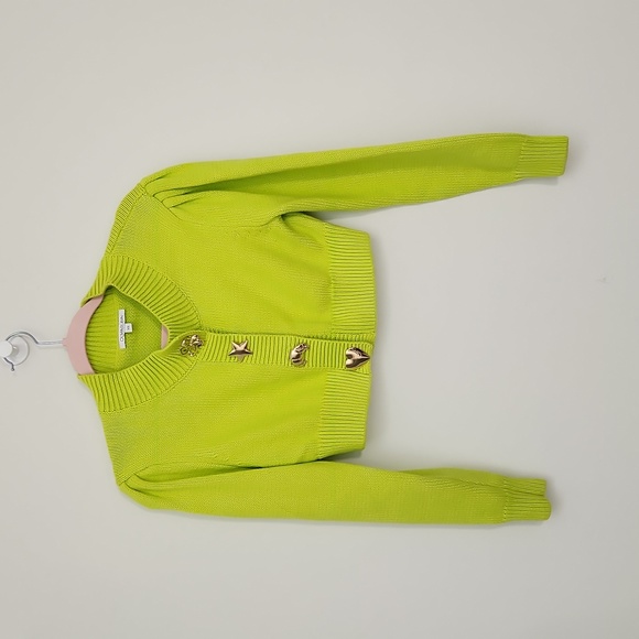 Olivia Rubin Neon Green Chiara cropped sweater cardigan Size XS - Picture 5 of 10